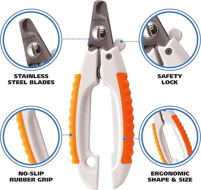 WAHL Pet Nail Clipper for Cutting Dog, Cat, &amp; Animal Claws with Razor Sharp Stainless Steel Blades &amp; Protective Safety Guard Locks for Safe Claw Care – Model 858448