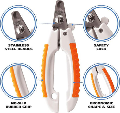 WAHL Pet Nail Clipper for Cutting Dog, Cat, &amp; Animal Claws with Razor Sharp Stainless Steel Blades &amp; Protective Safety Guard Locks for Safe Claw Care – Model 858448