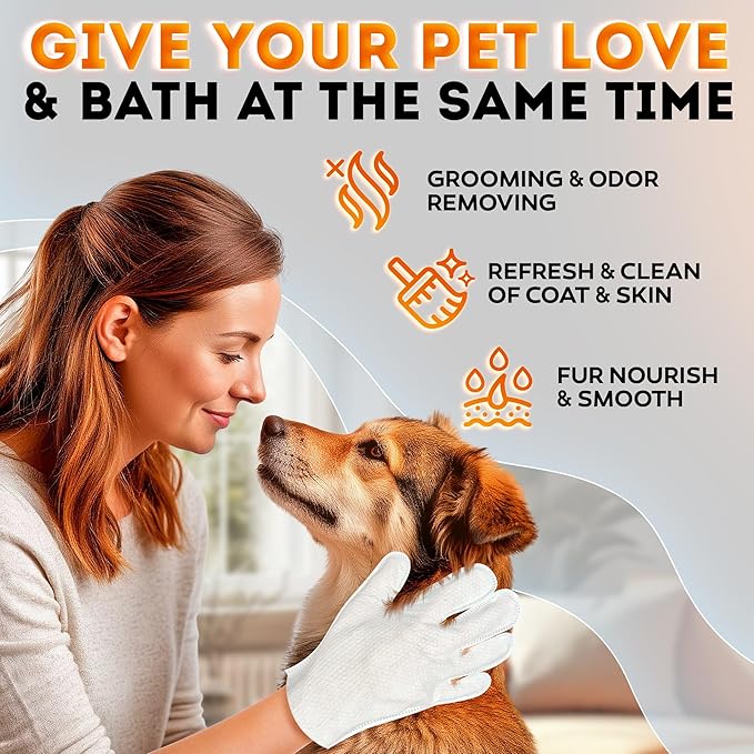 New 2025 Pet Cleaning Glove Wipes for Dogs and Cats – Hypoallergenic Hydrating &amp; Nourishing – Suitable for Eyes, Ears, Paws &amp; Body – Lavender Scent – Ideal for Daily Care &amp; Travel – 18 Count