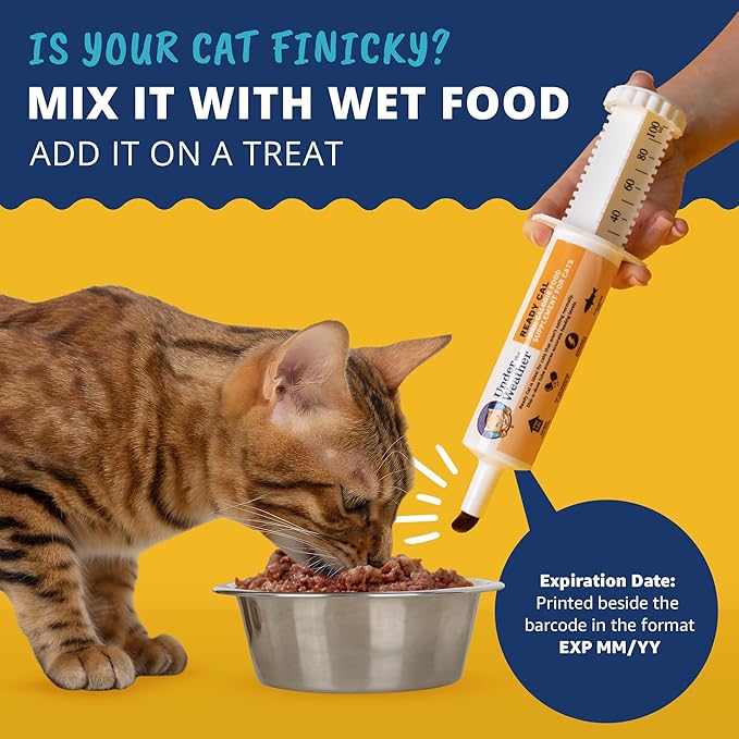 Under The Weather Pet | Ready Cal for Cats 100cc | High Calorie Supplement | Cat Weight Gainer and High Calorie Booster | 10 Vitamins, 7 Minerals &amp; Omega Fatty Acids (for Cats 100cc)