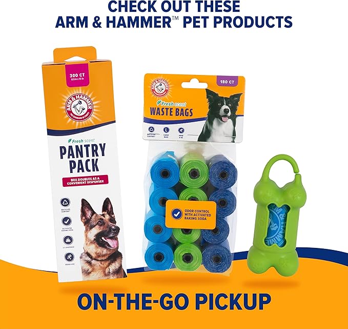 Arm &amp; Hammer Dog Pooper Scooper Swivel Bin &amp; Rake, Poop Scoop for Dogs, Black (2 Heavy Duty Scented Waste Bags Included)