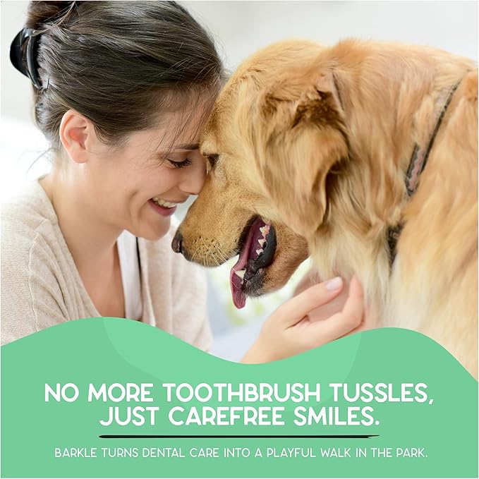 Barkle Vet Approved Dog Teeth Cleaning Toothpaste &amp; Tooth Brushing Kit | Eliminate Plaque, Tartar &amp; Bad Breath | Mint Dog Breath Freshener Gel | Puppy &amp; Small Breed Safe | Free Finger Brush (60 Days)