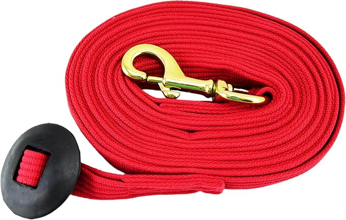 Southwestern Equine Lunge Line for Horses Cotton Horse Lunge Line with Bolt Snap &amp; Rubber Stop (Red, 24&