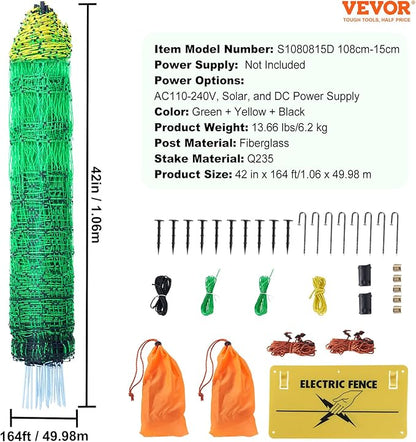 VEVOR Electric Fence Netting, 42"H x 164&