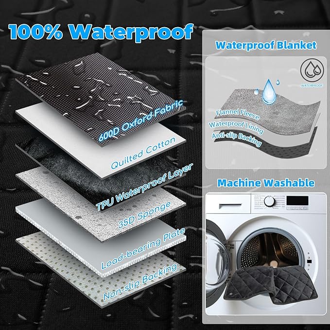 URPOWER Dogs Back Seat Extender with Non-Slip Blanket - Hard Bottom Dog Car Seat Cover &amp; Removable Dog Bed Mat, Waterproof Dogs Hammock for Car, SUV &amp; Small Truck, Pet Backseat Protector Holds 400lbs