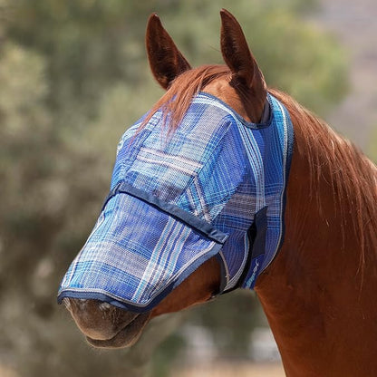 Kensington Signature Fly Mask with Removable Nose — Protects Horses Face and Nose from Biting Insects and UV Rays While Allowing Full Visibility — Ears and Forelock Able to Come Through The Mask