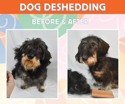 Jocomb Wooden Deshedding Brush for Dogs, Cats &amp; Horses - Gentle Grooming Tool for Thick, Short &amp; Wiry Coats - Dematting Pet Brush for Shedding Control &amp; Comfort