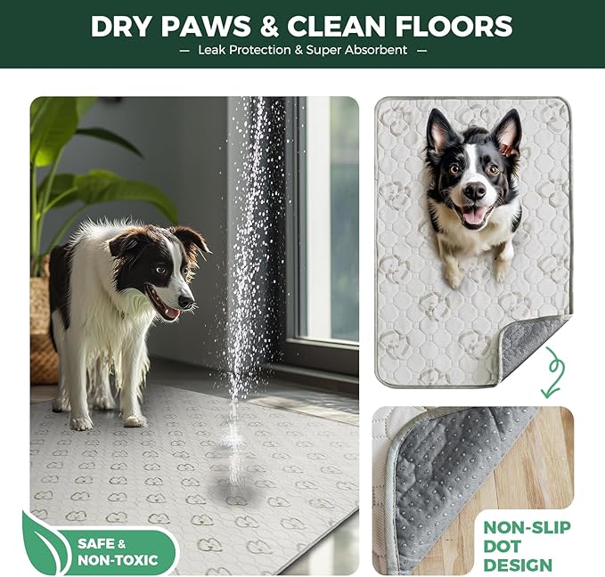 FXW Washable Pee Pads for Dogs, Puppy Pads with Super Absorbent, Specifically Designed for FXW Rollick/Homeplus 32/40/45inch 6 Panels Dog Playpen, 35" Hexagon, Khaki, 2 Packs