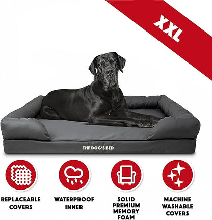The Dog’s Bed, Dog Bed XXL Grey 51.5x39, Memory Foam, Pain Relief: Arthritis, Hip &amp; Elbow Dysplasia, Post Surgery, Lameness, Supportive, Calming, Waterproof Washable Cover, Veterinary Approved