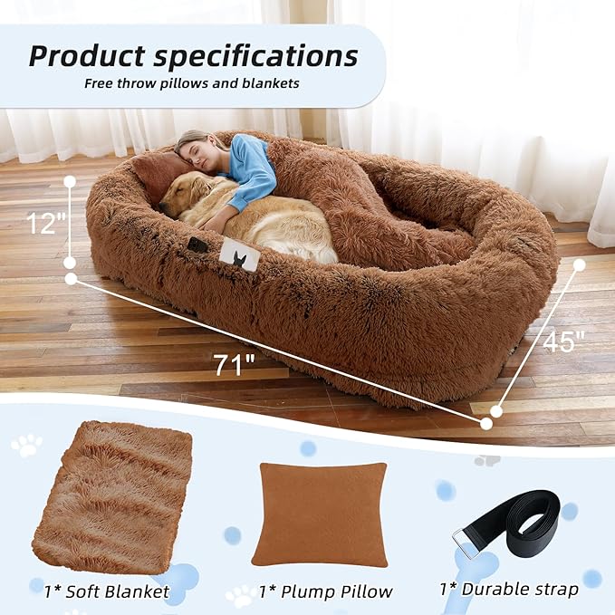 Human Dog Bed, Brown, 71&
