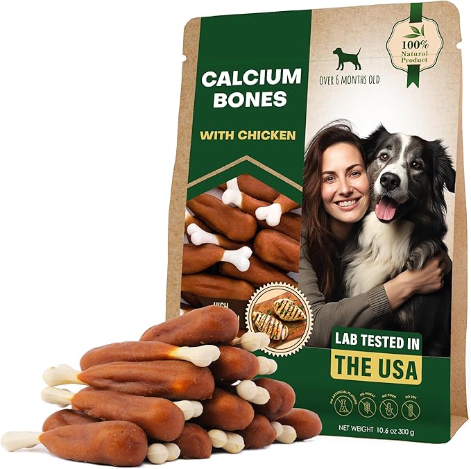 Beloved Pets Dog Treats, Calcium Bones Wrapped Chicken &amp; Rawhide Free Chew 11Oz - Pet Healthy Dried Snacks &amp; Grain Free Meat - Bulk Best Chews for Christmas, Training Small &amp; Large Dogs - Made for USA