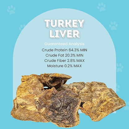 hotspot pets Freeze Dried Turkey Liver Treats for Cats &amp; Dogs -Made in USA, 1lb Big Bag, Single Ingredient All Natural Grain-Free Turkey Liver- Crunchy, Perfect for Training, Topper or Snack