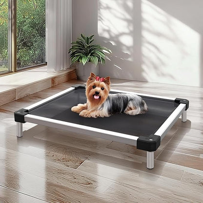 FXW TitanNest Chew-Proof Elevated Dog Bed, Raised Cot for Indoor/Outdoor/Camping Use, Durable &amp; Waterproof Cooling Pet Bed for Toy Dogs, 23.0" L x 17.0" W x 4.5" H, Black