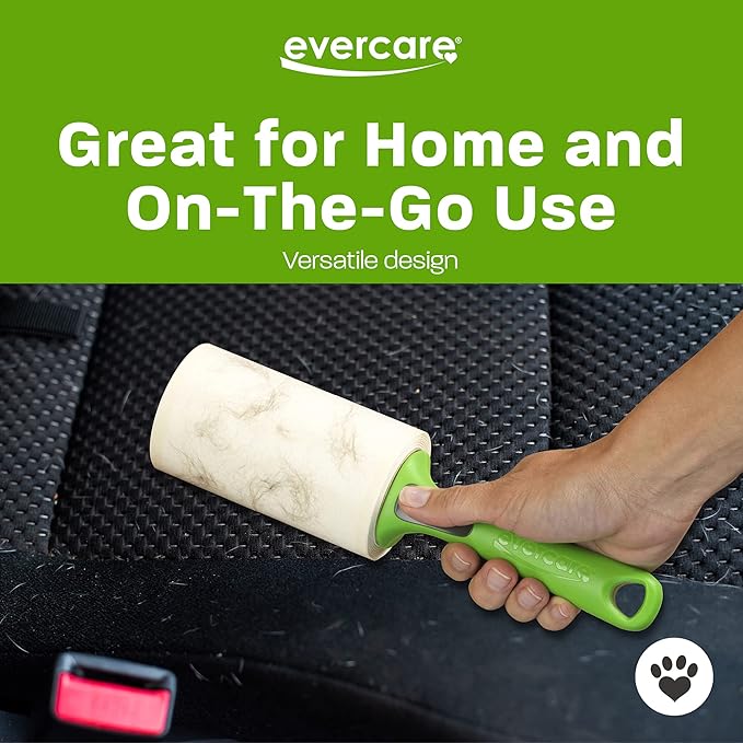 Evercare All Purpose Pet Hair Lint Roller with 2 Refills, 180 Total Sheets – Reusable Sticky Roller for Pet Hair, Cat &amp; Dog Hair Remover, Lint Remover, Pet Hair Remover for Furniture, Clothing &amp; Cars