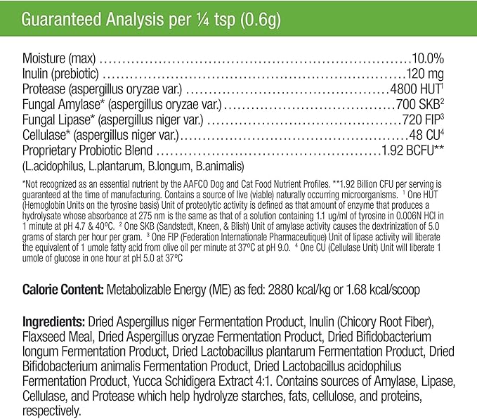Only Natural Pet Complete Gut Health Complex - Probiotics &amp; Digestive Enzyme Supplement for Dogs &amp; Cats - Promotes Healthy Digestion, Immune System, Nutrient Absorption - Made in USA -3.5oz Powder