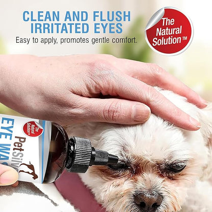 PetSilver Eye Drops for Dogs and Cats - Natural Dog Eye Wash - Relief for Inflammation &amp; Irritation - Pet Eye Cleaner and Tear Stain Remover - Patented Silver Formula - Made in The USA - 4 fl oz