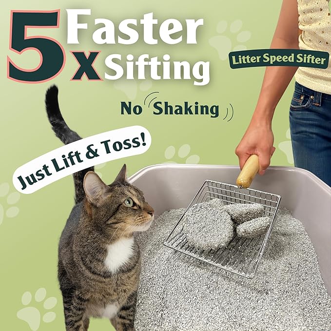 Sprinkle &amp; Sweep Litter Box Deodorizer - Cat Litter Deodorizer Non Toxic and Safe for Kittens - Instantly Eliminates Foul Smells and Urine Odors (Bag, Sifter &amp; Spray)
