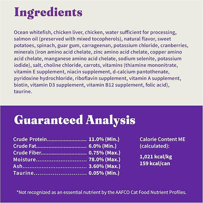 Halo Wet Cat Food Whitefish Recipe, Grain Free Wet Cat Pate, Canned Cat Food for Extra Hydration, 5.5 Oz Can (Pack of 12)