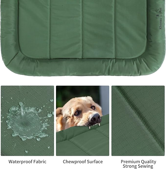 KHONSU PET Durable Dog Bed Tough and Tear Proof Dog Crate Bed, 800lbs Tear Strength PVC-Backed Waterproof Ped Bed Mat Indoor &amp; Outdoor Use for Dogs up to 35 lbs