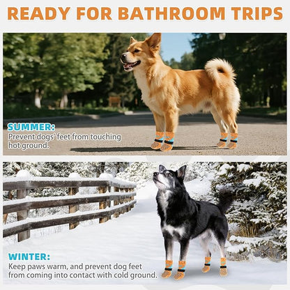 KOOLTAIL Dog Socks for Hot Pavement, Summer Breathable Dog Socks to Prevent Licking Paws, Non Slip Pet Boots&amp;Paw Protectors for Hardwood Floor,Grippy Shoes for Small Medium Large Senior Dogs,Orange XS