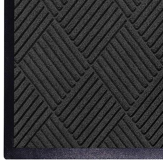M+A Matting WaterHog Diamond | Commercial-Grade Entrance Mat with Rubber Border – Indoor/Outdoor, Quick Drying, Stain Resistant Door Mat (Charcoal, 4&
