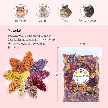 Niteangel Natural &amp; Soft Hamster Bedding Mate Small Animal Habitat Decor for Syrian Dwarf Hamsters Gerbils Mice Degus Bunny or Other Small-Sized Pet (Flowers Scent Path)