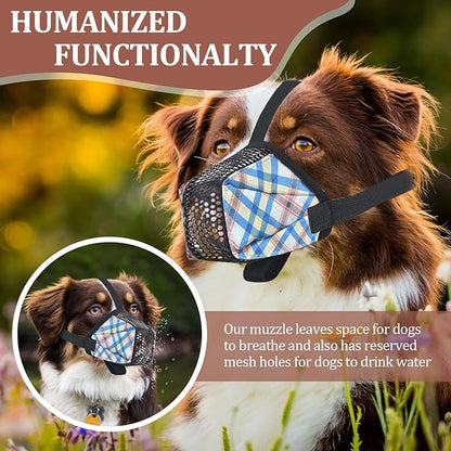 Dog Muzzle for Small Large Dogs - Soft Nylon Basket Muzzle with Adjustable Strap, Breathable Mesh Design Prevents Biting Chewing Licking Eating - Ideal for Training, Grooming &amp; Vet Visits (Blue, S)