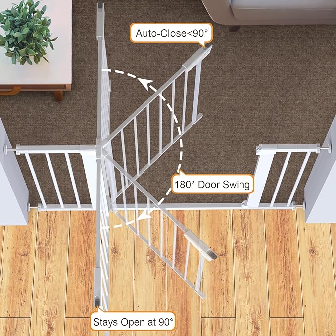 Cumbor 29.7-46" Baby Gate for Stairs, Toddler Safety Essentials for The House, Auto Close Dog Gate for Doorways, Mom&