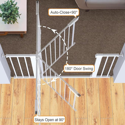 Cumbor 29.7-46" Baby Gate for Stairs, Toddler Safety Essentials for The House, Auto Close Dog Gate for Doorways, Mom&