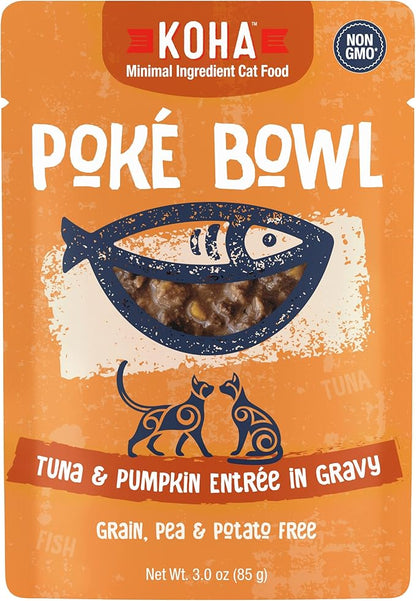KOHA Poké Bowl Tuna &amp; Pumpkin Entree in Gravy for Cats, 12-Pack of 3oz Pouches