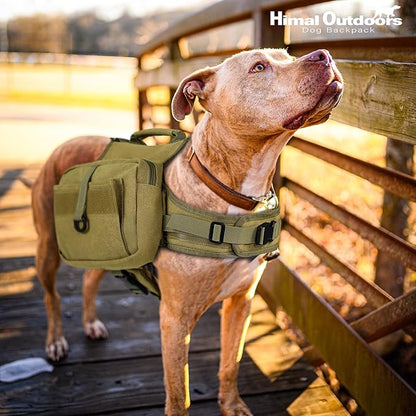 Himal Outdoors Dog Backpack &amp; Saddle Bag, Tactical Hiking Backpack for Large Dogs with Side Pockets &amp; Adjustable Strap
