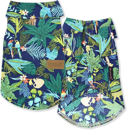 Parisian Pet Unisex Amazonia Shirt - Leafy Beach Outfit for Dogs - Cotton Summer Clothes - Stylish Hook and Loop Closure Costume - Machine Washable Shirts for Small Dogs - XS