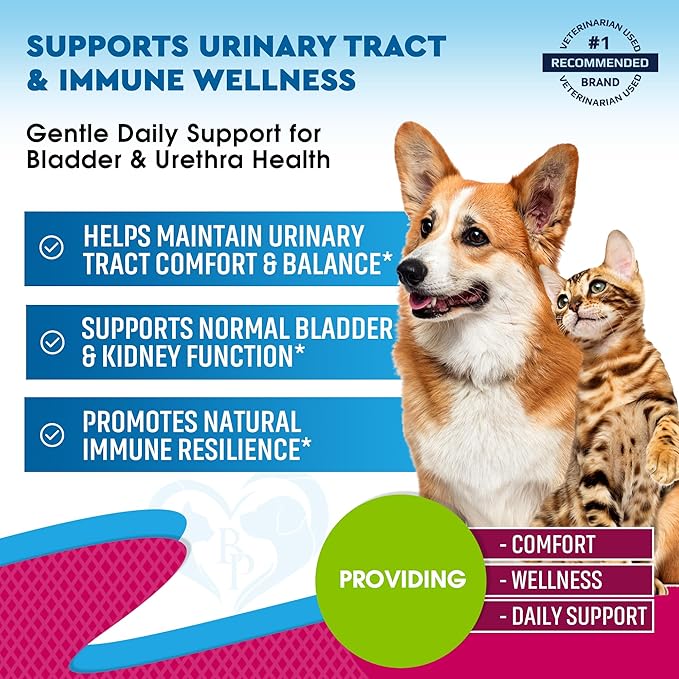 Beloved Pets Cat &amp; Dog Urinary Tract Infection Treatment &amp; Natural UTI Medicine Cranberry-Kidney+Bladder Support Supplement - Best Prevention Incontinence, Bladder Stones