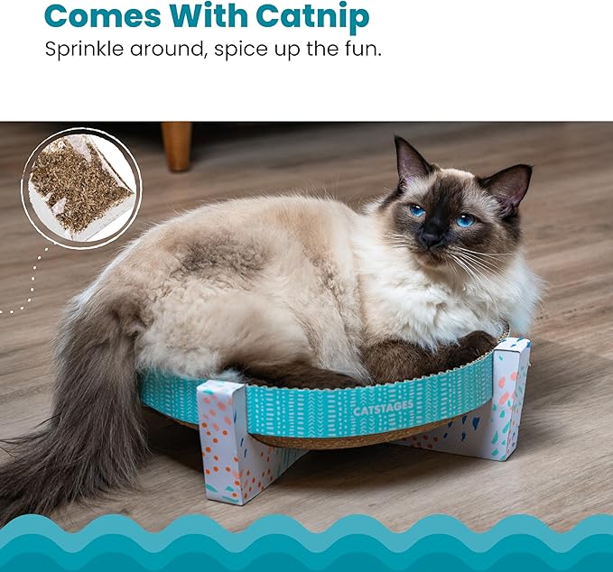 Catstages Scratch Snggle &amp; Rest Elevated Cat Lounger and Cat Scratcher for Relaxing and Play, Includes Catnip