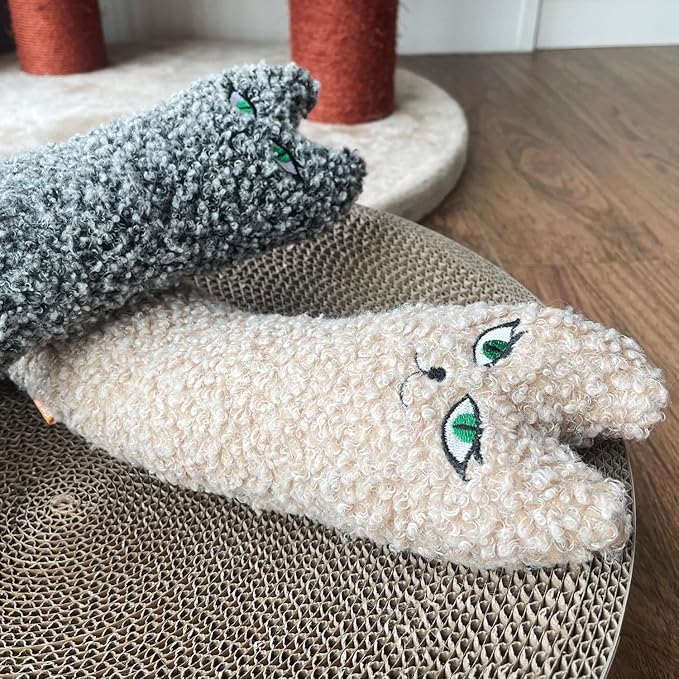 TTcat Catnip Silvervine Matatabi Pillow for Cats &amp; Kittens,Cat Kicker Toy,Large Size Cat Pillow Soothing Plush Cat Toy(Grey).