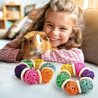 2 Pcs Natural Grass Chew Balls for Rabbits, Chinchillas, Hamsters &amp; Mice - Safe Dental Health Toys for Teeth Grinding, Chewing &amp; Dental Care, Small Animal Enrichment Chew Toys