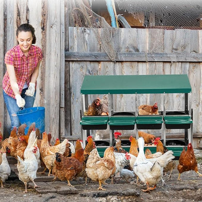 Chicken Nesting Box, 8 Hole 2 Layer Hen Nesting Box with Legs, Roll Away Eggs Laying Boxes,Cleanable Pull Out Hen Roosting Boxes