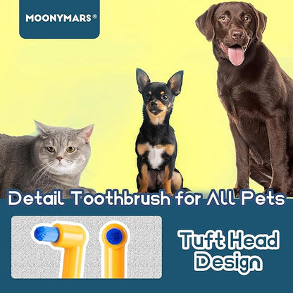Cat Toothbrush Tuft Head, Small Dog &amp; Puppy Tooth Brushing Kit, Mini Head Teeth Brush for Kitten &amp; Tiny Pet, Doggy Toothbrushes Deep Dental Cleaning, 2 PCS - Orange
