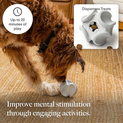 LAY LO Treat Dispensing Dog Toy – Natural Rubber Topple Toy for Chewing, Enrichment &amp; Mental Stimulation | Dog Treat Dispenser Puzzle | Dishwasher Safe | Includes Live Trainer Support