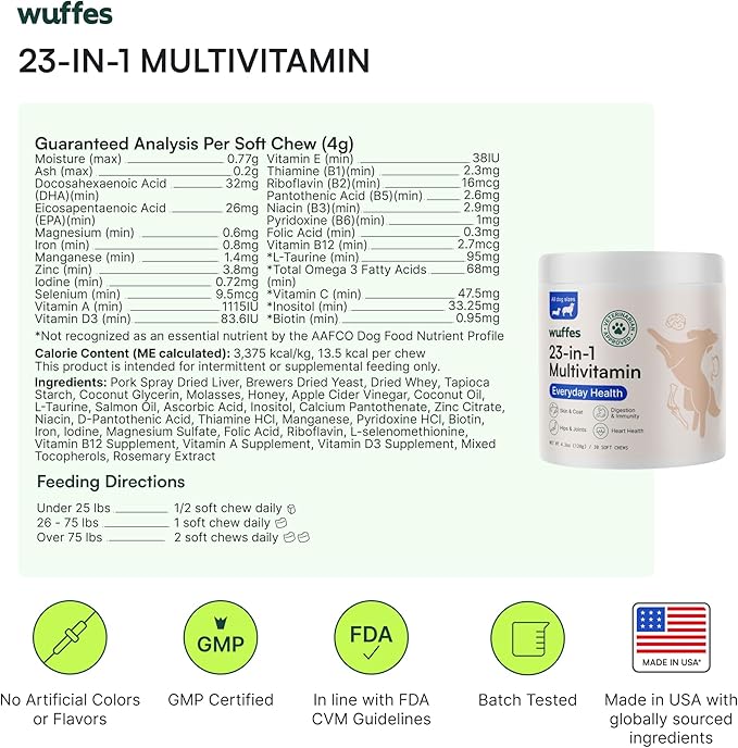 Wuffes Hip and Joint Supplement for and 23-in-1 Multivitamin Bundle for Dogs (Small &amp; Medium Breed)