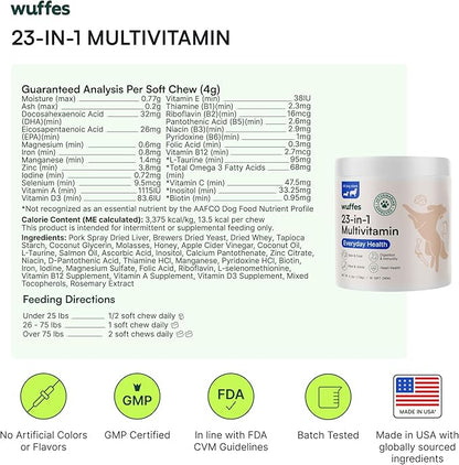 Wuffes Hip and Joint Supplement for and 23-in-1 Multivitamin Bundle for Dogs (Small &amp; Medium Breed)
