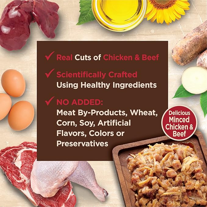Wellness CORE Tiny Tasters Minced Adult Wet Cat Food, Natural, Protein-Rich, Grain Free, 1.75-Ounce Pouch, 12 Pack, (Chicken &amp; Beef)