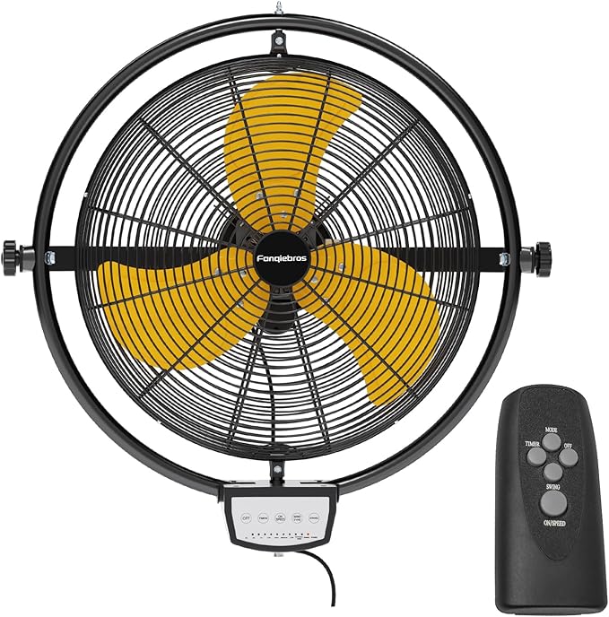 20 IN 5500 CFM Remote Control Wall Mount Fan, 3 Speed High Velocity Wall Fan with Timer, Oscillation &amp; Tilting, Air Circulator for Garage, Commercial, Greenhouse, Warehouse &amp; Gazebo Use, UL Listed