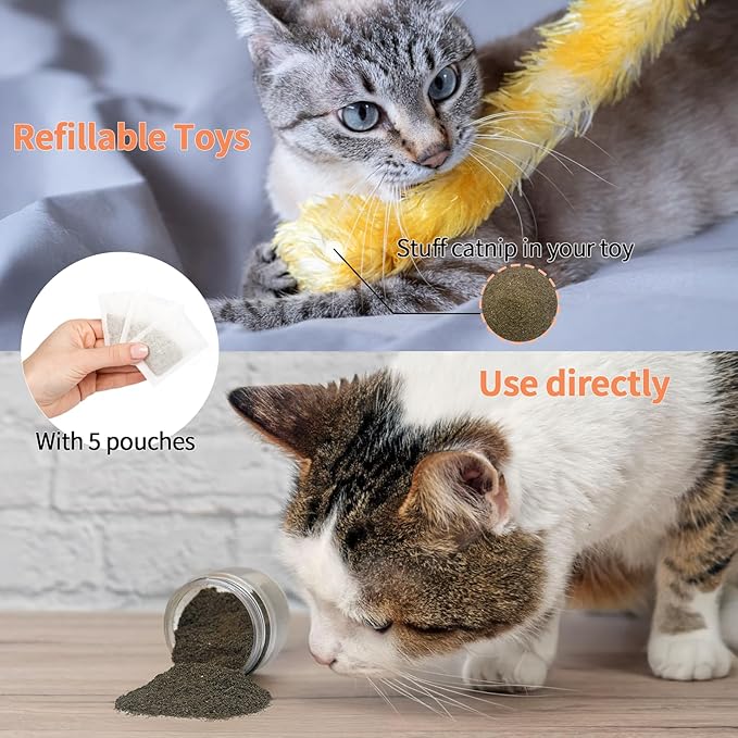 Catnip &amp; Silvervine Powder – 30g Blend of Silvervine Gall Fruit &amp; Catnip, Non-Addictive, for All Cat Ages, Multi-Use with Toys, Scratchers &amp; Protecting Furniture, with 5 Little Pouches