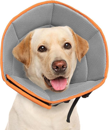 Dog Cone Collar L, Soft Cones for Large Medium Small Dogs,Adjustable Dog Cone Alternative to Stop Licking, Comfy Elizabethan Collar for After Surgery Wound Healing &amp; Hot Spots Orange