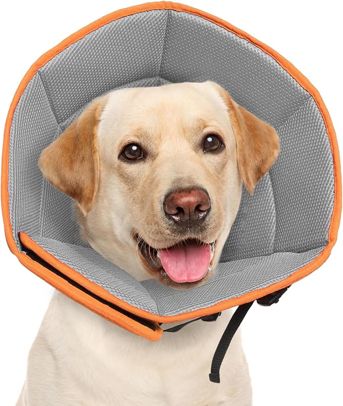 Dog Cone Collar XL, Soft Cones for Large Medium Small Dogs,Adjustable Dog Cone Alternative to Stop Licking, Comfy Elizabethan Collar for After Surgery Wound Healing &amp; Hot Spots Orange