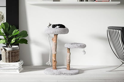 MAU Modern Cat Tower - Wooden Cat Scratching Tree &amp; Condo - Luxury Collection - Cat Lovers Gift