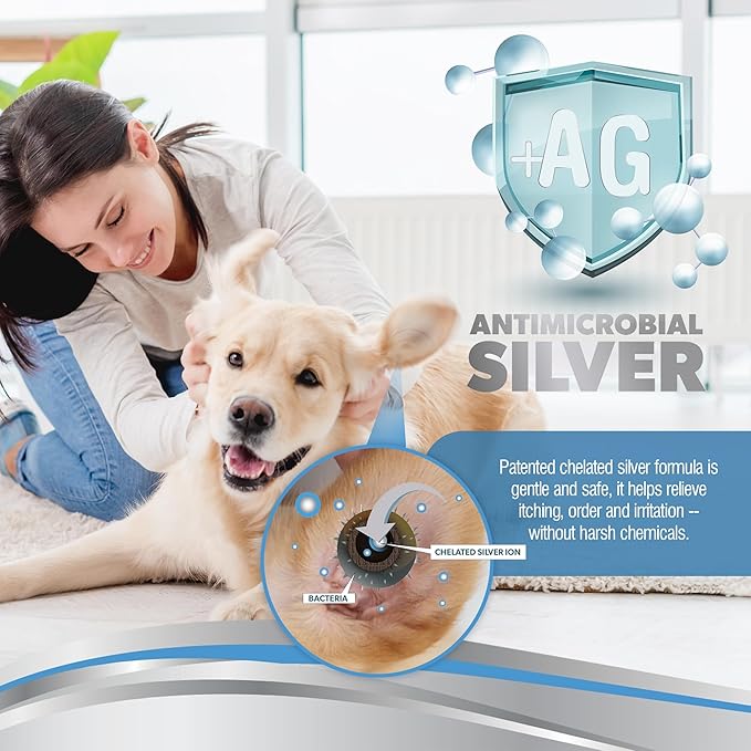 PetSilver Ear Cleaner for Dogs &amp; Cats – Gentle Otic Rinse with Chelated Silver Formula – Supports Clear, Comfortable Ears – Easy to Use – Thoughtfully Made in The USA with Care – 8 fl oz