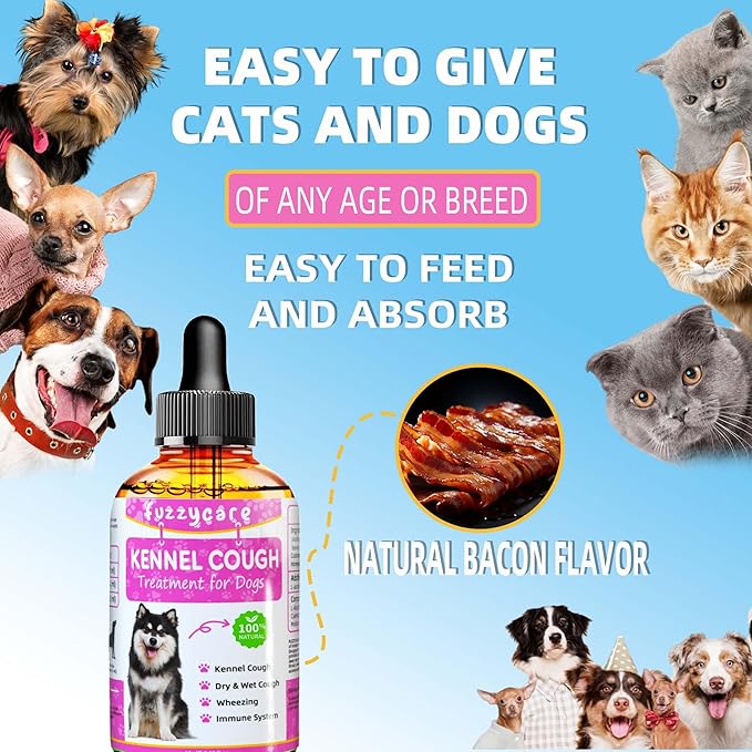 Dog Cough Treatment，Effective Kennel Cough Medicine for Dogs &amp; Cats, Natural Kennel Cough Treatment and Allergy Relief, Herbal Drops for All Breeds &amp; Sizes, Soothing Dog Cough Medicine
