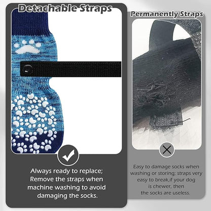 EXPAWLORER Anti Slip Dog Socks to Prevent Licking Paws, Dog Shoes for Hot Pavement, Dog Booties for Small Medium Large Senior Dogs, Traction Control Boots &amp; Paw Protectors for Hardwood Floors